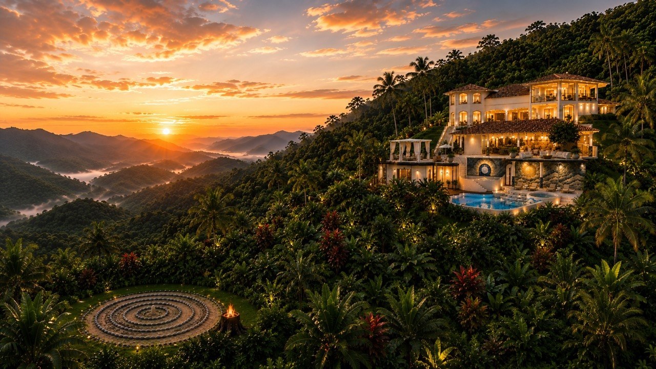 Castillo del Sol aerial view in the jungle of Costa Rica